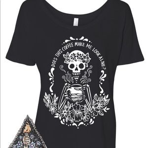 COFFEE SKELETON WOMEN'S SLOUCHY T